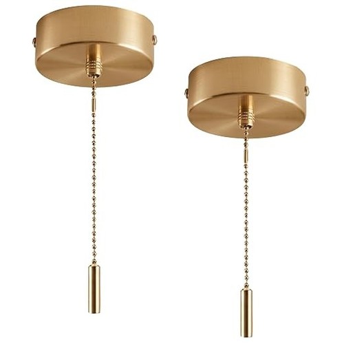 Gold bathroom pull cord light - gold,