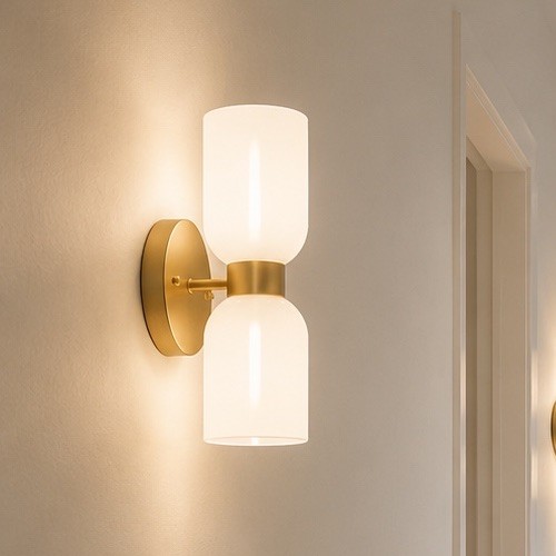Gold satin metal wall - wall, light